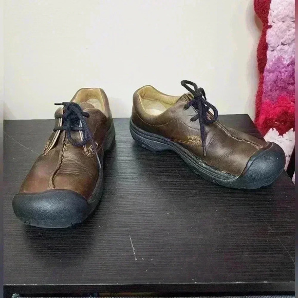 Keen Shoes Womens Sz 6 Boston III Lace Up Walking Hiking Sneakers Brown Leather - Picture 1 of 8